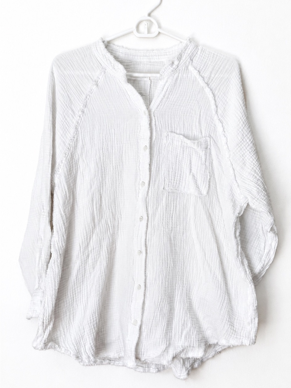 Aerie Women’s White Button-Front Gauze Shirt Layering/Beach coverup 100%Cotton